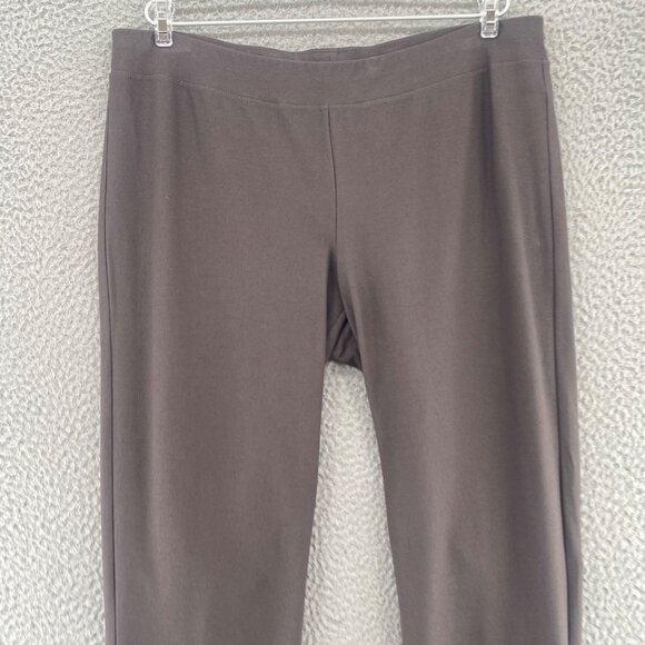 Eileen Fisher Pants Womens Medium Brown Tapered Leg Knit Stretch Pull On Crops - Picture 2 of 11